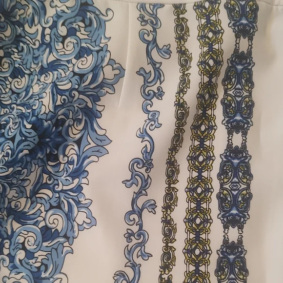 Laundry by Shelli Segal Blue and White Midi Pencil Skirt Size 8 EUC - Picture 5 of 11